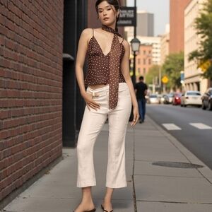 NWT Anthropologie 70s Linen Slim Crop Pants